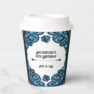 Gobelets En Papier Rose Princesse Gated Bleue et Noire Anniversaire