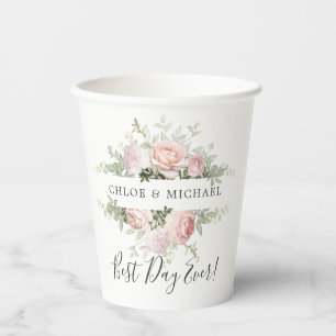 Gobelets En Papier Rose rose Meilleur Jour Jamais Personnalisé Mariag