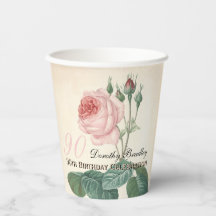 Rose vintage 90e anniversaire fêtards tasse de pap