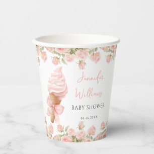 Gobelets En Papier Roses roses roses glace Crème Bow été bébé fille d