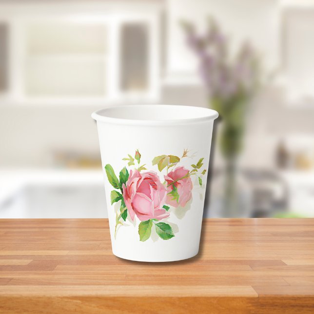 Gobelets En Papier Roses roses vintages (Créateur téléchargé)