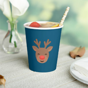 Gobelets En Papier Roudolf Reindeer de Noël en bleu