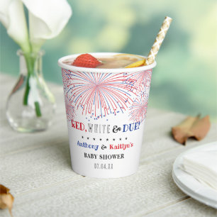 Gobelets En Papier Rouge, Blanc & Due ! baby shower 4 juillet