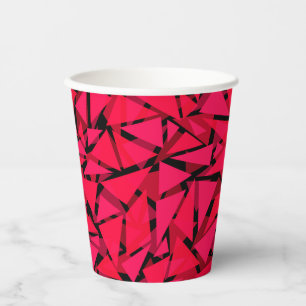 Gobelets En Papier rouge écarlate motif, géométrique, abstrait th