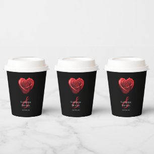 Gobelets En Papier Rouge en forme de coeur Rose-Mariage-