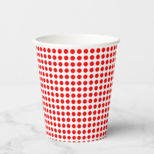 Gobelets En Papier Rouge sur blanc Petite taille Pois horizontaux