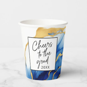 Gobelets En Papier Royal Blue Yellow Gold salue à Grad Graduation