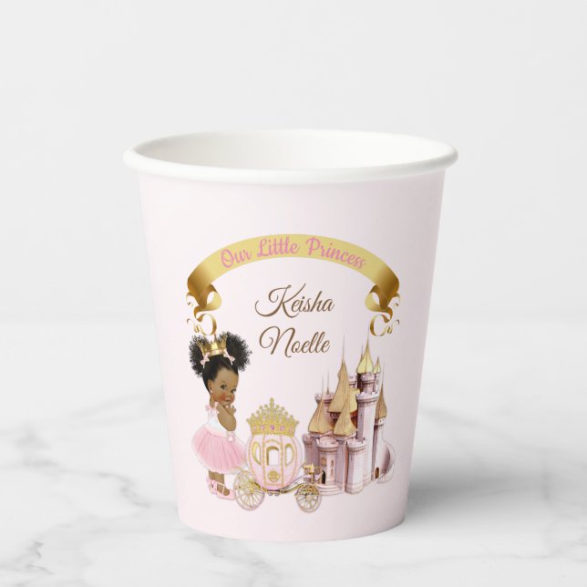 Gobelets En Papier Royal Princess Castle Carriage Rose Gold Girl (Recto)