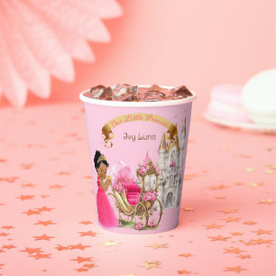 Gobelets En Papier Royal Princess Castle Carriage Rose Gold Girl
