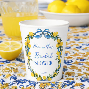 Gobelets En Papier Rubans à nœud bleu citrons douche de mariée monogr
