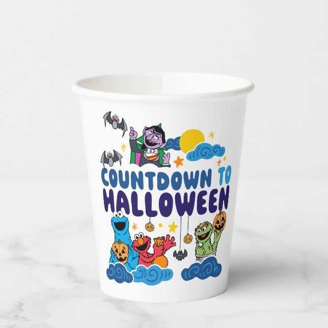 Gobelets En Papier Rue Sésame | Compte à rebours pour Halloween (Gauche)