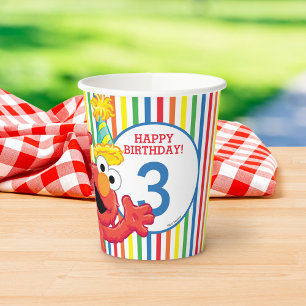 Gobelets En Papier Rue Sésame   Elmo - Anniversaire Arc-en-ciel