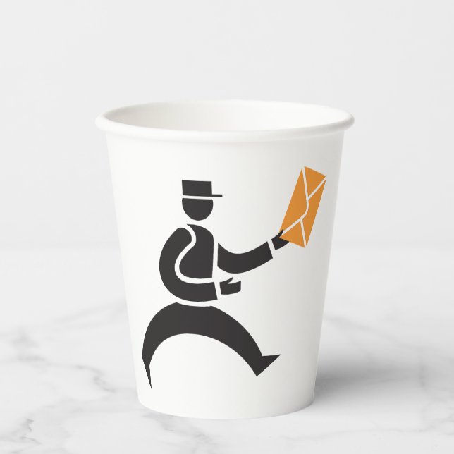 Gobelets En Papier Running Postman Delivering Mail Postal Worker (Recto)