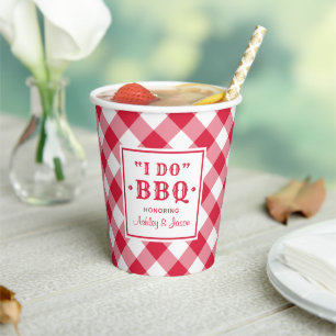 Gobelets En Papier Rustic Red I Do BBQ Custom Wedding Monogramme