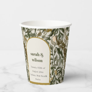 Gobelets En Papier Rustique Boho Retro Arch Mariage botanique vert