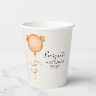 Gobelets En Papier Rustique minimaliste Baby shower mite de béary