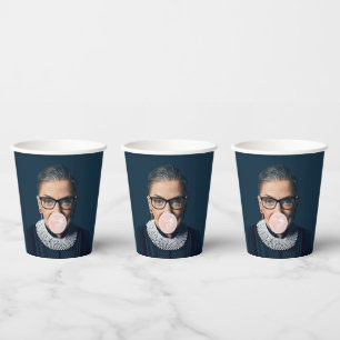 Gobelets En Papier Ruth Bader Ginsburg souffler rose bulle gomme