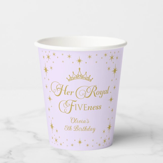 Gobelets En Papier Sa Royal Fiveness Gold Princess 5e anniversaire (Recto)