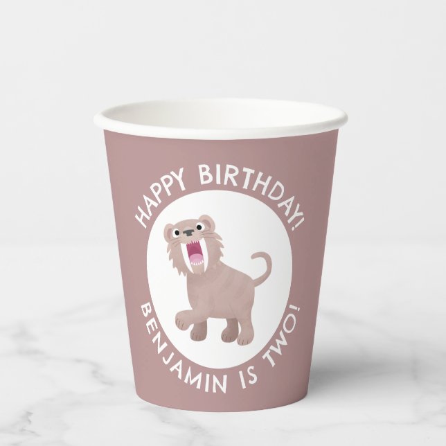 Gobelets En Papier Saber Toothed Tiger Smilodon anniversaire personna (Recto)