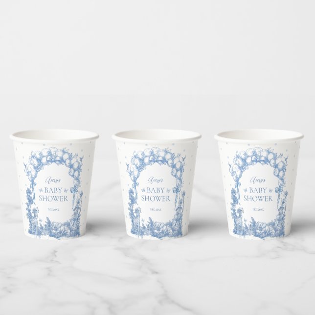 Gobelets En Papier Safari animal Dusty Blue Toile bébé garçon douche  (Multi)