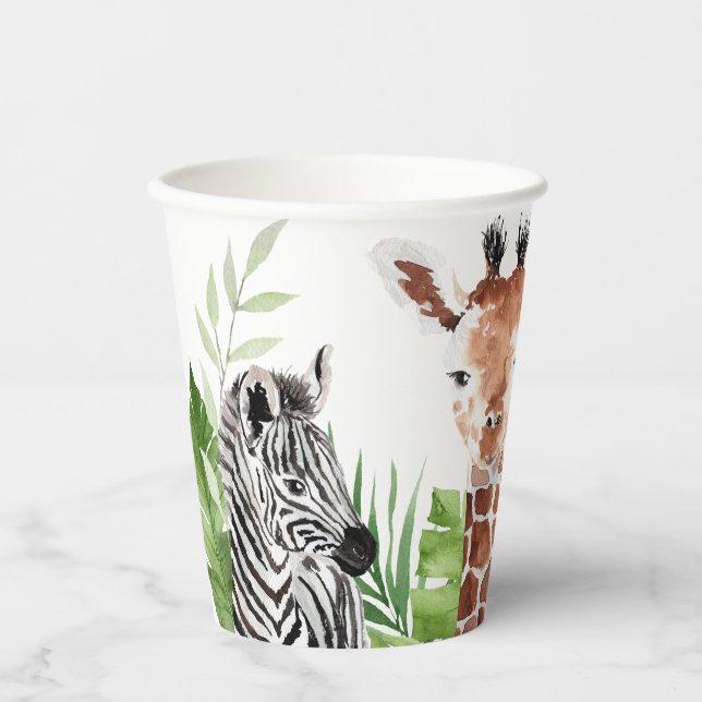 Gobelets En Papier Safari Animaux Anniversaire (Recto)