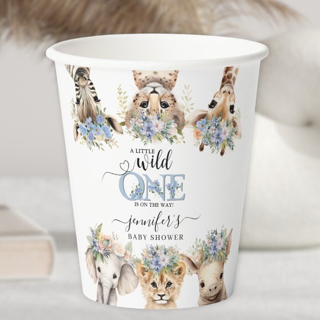 Gobelets En Papier Safari Baby shower Garçon mignonne Jungle Animaux (Créateur téléchargé)