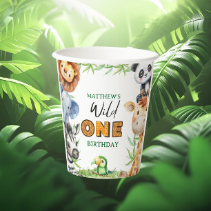 Gobelets En Papier Safari jungle Wild One 1er anniversaire