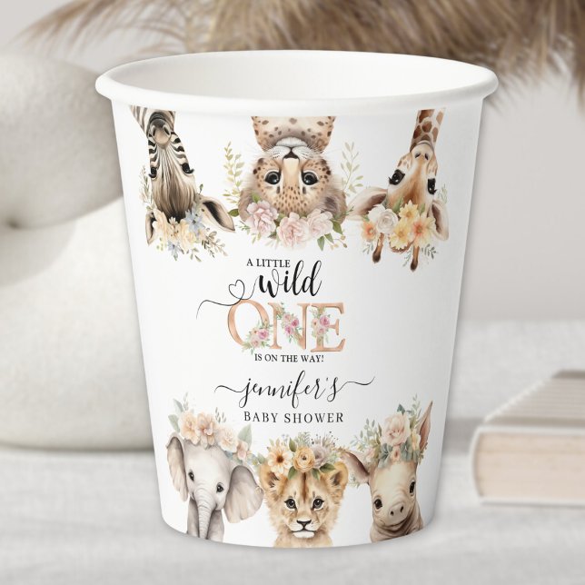 Gobelets En Papier Safari mignonne Animaux fille Baby shower papier C (Créateur téléchargé)