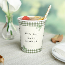 Sage Green En vichy Baby shower Invitation et vach