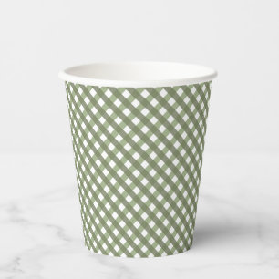 Gobelets En Papier Sage Green En vichy Motif 