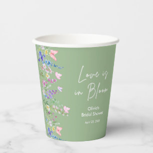 Gobelets En Papier Sage Green Floral Love is in Bloom Enterrement de