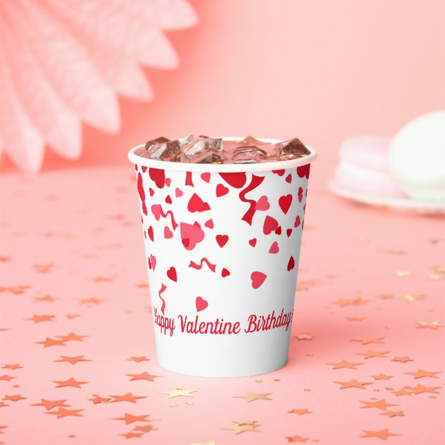 Gobelets En Papier Saint Anniversaire Rouge Confetti Coeur Personnali (Insitu)