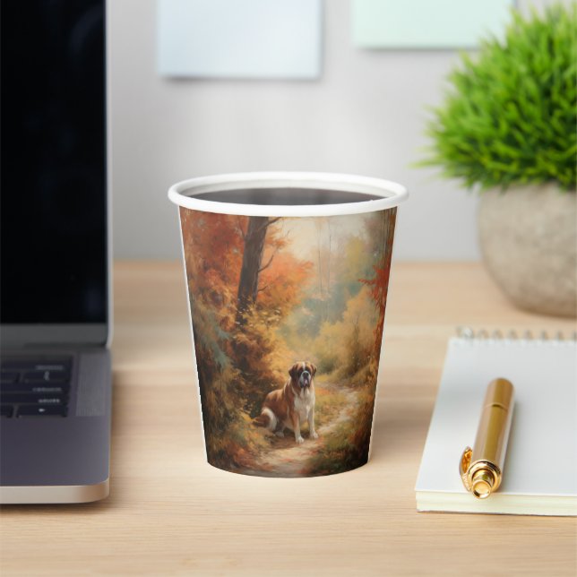 Gobelets En Papier Saint Bernard en automne Feuilles Automne automne  (Insitu)