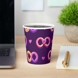 Gobelets En Papier Saint Valentin Motif du coeur sans couture avec un