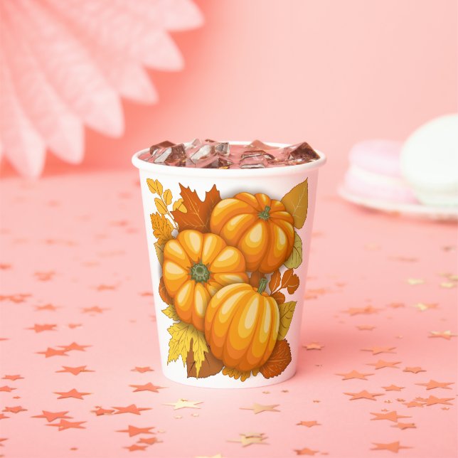 Gobelets En Papier Saison d'automne Halloween Citrouille Motif (Insitu)