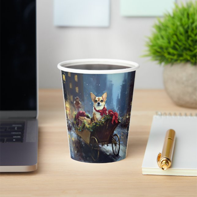 Gobelets En Papier saison des fêtes de Noël de chihuahua (Insitu)