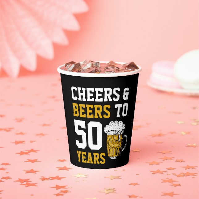 Gobelets En Papier Salutations et bières à 50 ans 50e anniversaire (Insitu)