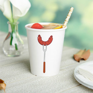Gobelets En Papier Saucisse Sur Une Fourche