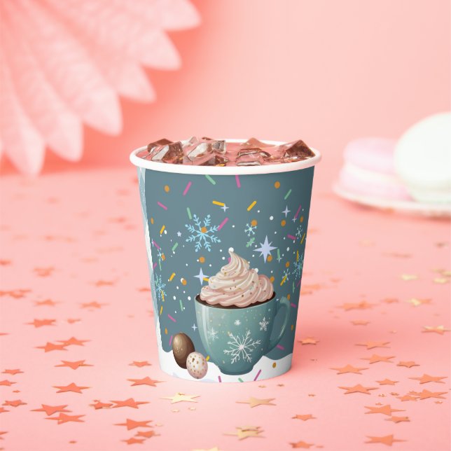 Gobelets En Papier Saupoudrer de cacao chaud Baby shower de flocons d (Insitu)
