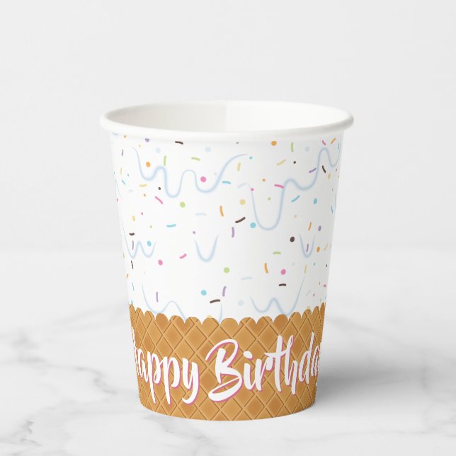 Gobelets En Papier Saupoudrer et crème glacée blanche Anniversaire (Gauche)