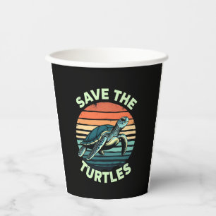 Gobelets En Papier Sauvez Les Tortues Animal Tortue Amateur D'Animaux