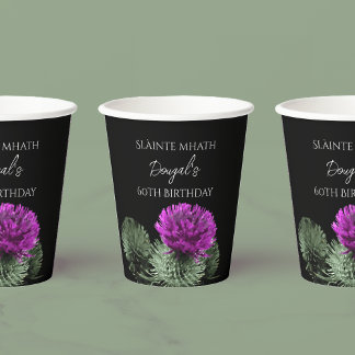 Gobelets En Papier Scottish Thistle Personnalisé Anniversaire