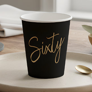 Gobelets En Papier Script 60e Anniversaire Noir