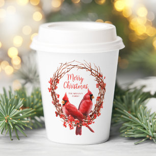 Gobelets En Papier Serre de Noël traditionnel Cardinal Rouge Festin