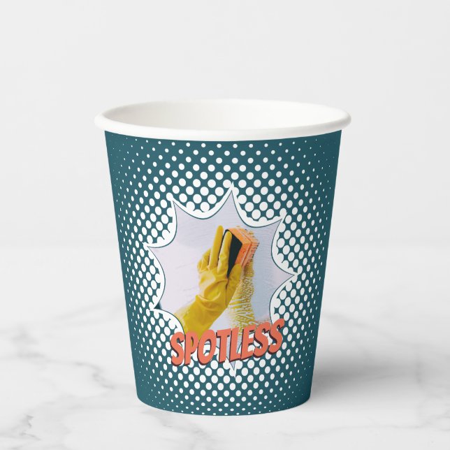 Gobelets En Papier Service de nettoyage de maison bleue Promotion (Recto)