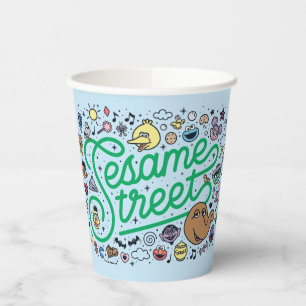 Gobelets En Papier Sésame Sésame   Sesame Street Green Doodle Script