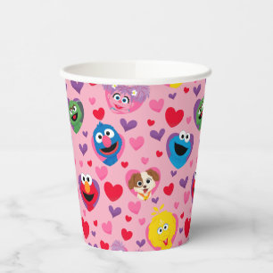 Gobelets En Papier Sesame Street Valentine Hearts Motif