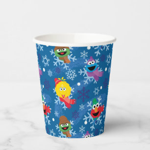 Gobelets En Papier Sesame Street Winter Snowflake Motif