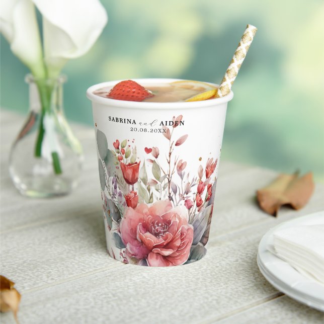 Gobelets En Papier Shade Of Blush Pink Peach Dusty Blue Wedding (Insitu)