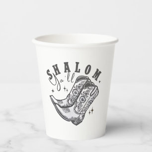 Gobelets En Papier Shalom Y'all Cowboy juif Hanoukka Ouest